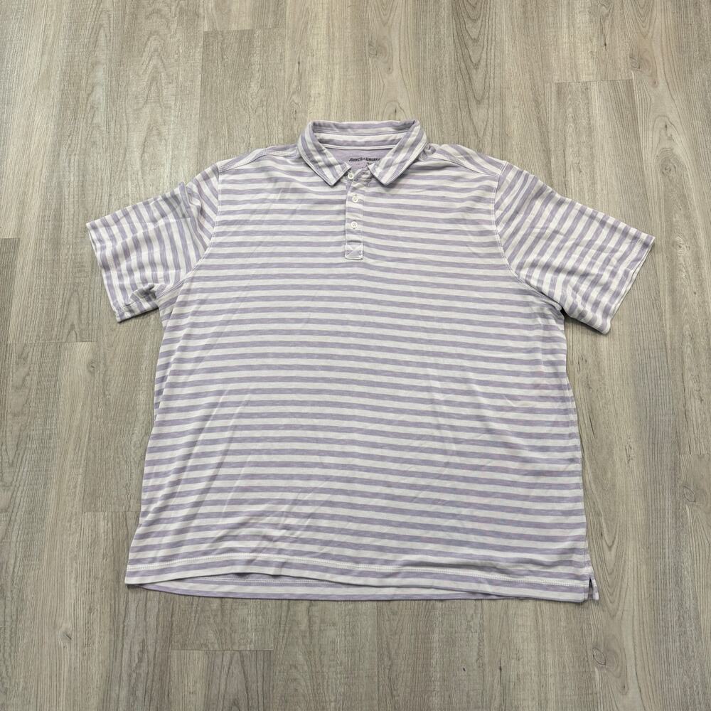 Johnston & Murphy Polo Shirt Men's Extra Large Purple White Striped Collared